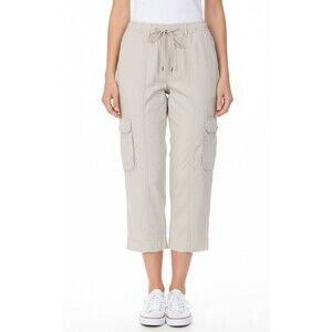 Quince Pants Cargo Women Vintage Wash Tencel Drawstring Shale Large